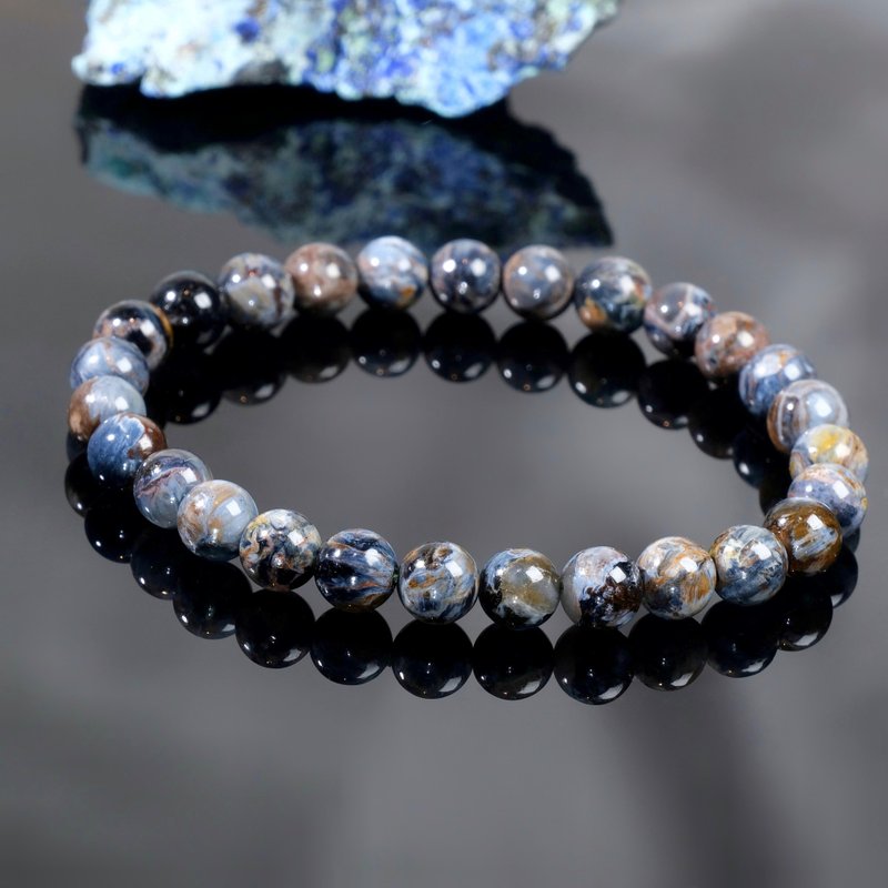 一图一物│#550 纳米比亚彼得石 6.5mm 水晶手链 勇气信心 事业运 - 手链/手环 - 水晶 蓝色