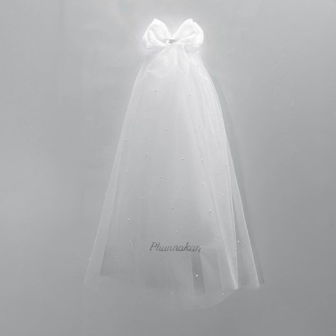 Ribbon Pearly Veil : Wedding bridal veil - 发饰 - 绣线 