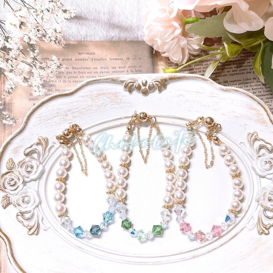 施华洛世奇水晶手链Swarovski pearl Swarovski crystal bracelet - 手链/手环 - 水晶 多色
