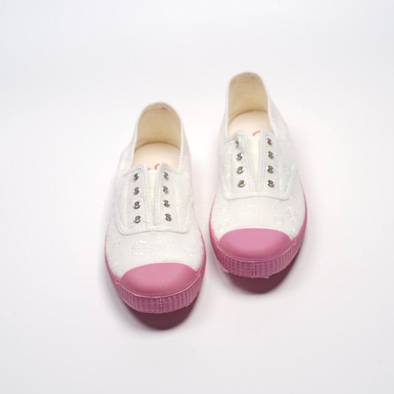 西班牙国民帆布鞋 CIENTA L70998 05 白色 粉底 提花布料 大人 - 女款休闲鞋 - 棉．麻 白色