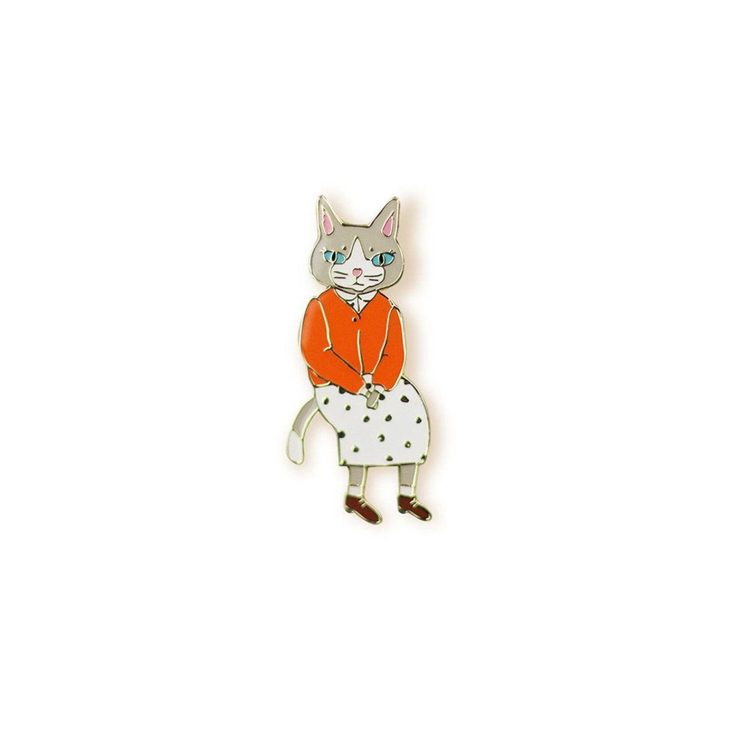 猫咪小姐 胸针 徽章 猫咪农场 - 耳环/耳夹 - 其他金属 