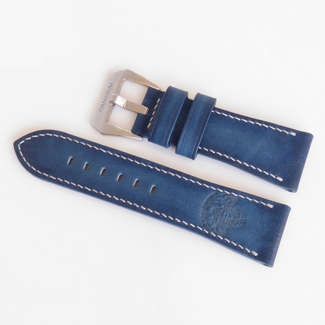 Blue Watch Strap, Panerai PAM style, genuine leather - 表带 - 真皮 蓝色