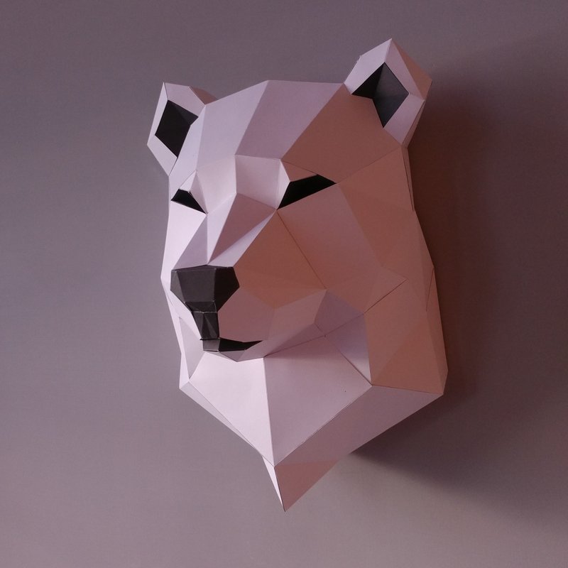 匠纸正版_DIY材料包_手作_纸模型_北极熊有点酷壁饰 - 木工/竹艺/纸艺 - 纸 白色