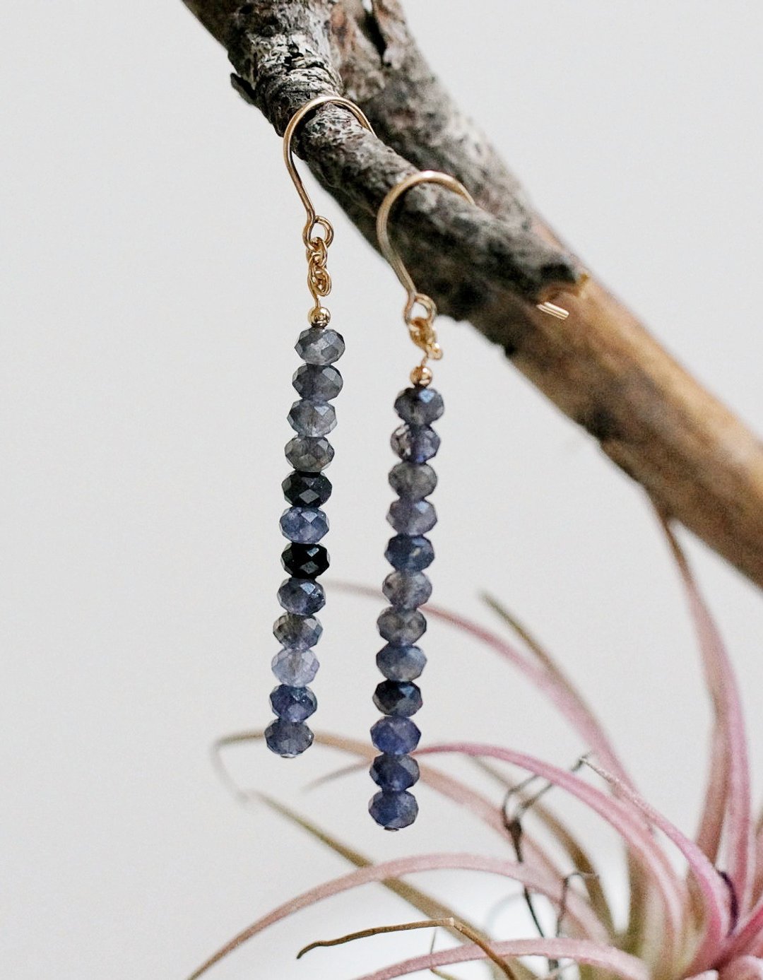 14K GF 包金,蓳青石耳环 ( 14K GF Faceted Lolite Earings ) - 耳环/耳夹 - 水晶 