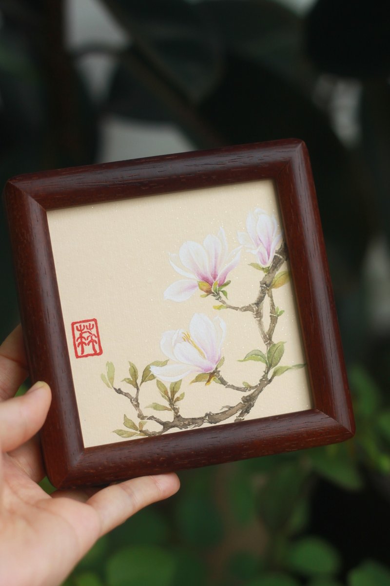 望春玉兰水墨作品集 | 国画原作孤品 | 4寸没骨画 | 中式书房摆设 - 画框/相框 - 纸 白色