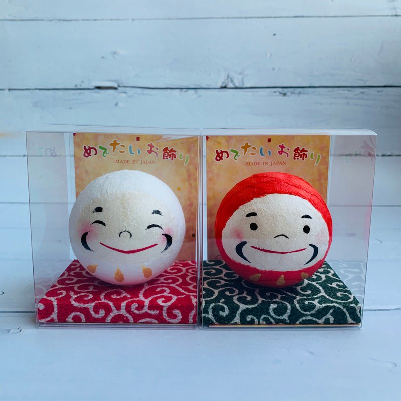 小福达摩-红白组合-和纸达摩吉祥物 - 摆饰 - 纸 