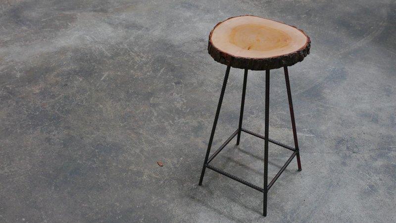 原木铁件钢筋座椅 咖啡厅 商业空间 可定制制作 - 椅子/沙发 - 木头 灰色