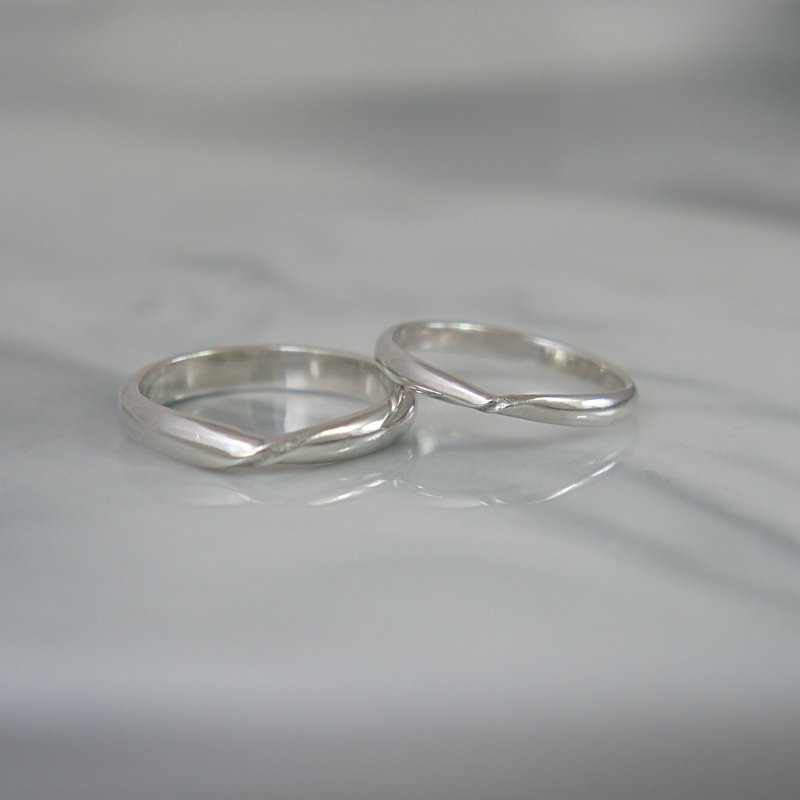 弧面银结 / 变化款・金工银戒・婚戒对戒・一人成班 - 金工/饰品 - 纯银 