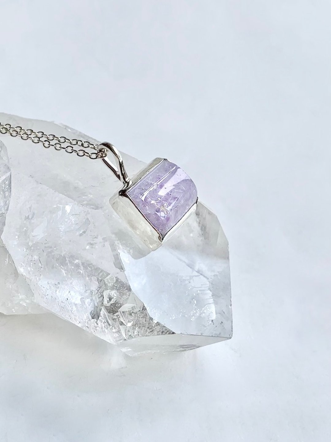 Crystal agate, necklace, light purple - 项链 - 宝石 紫色