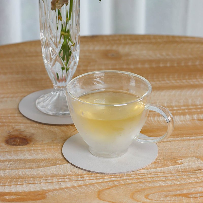 【PLAYZU】露白月明 ∣ 欧美设计杯垫 设计杯垫 时尚杯垫 台湾制 - 杯垫 - 人造皮革 卡其色