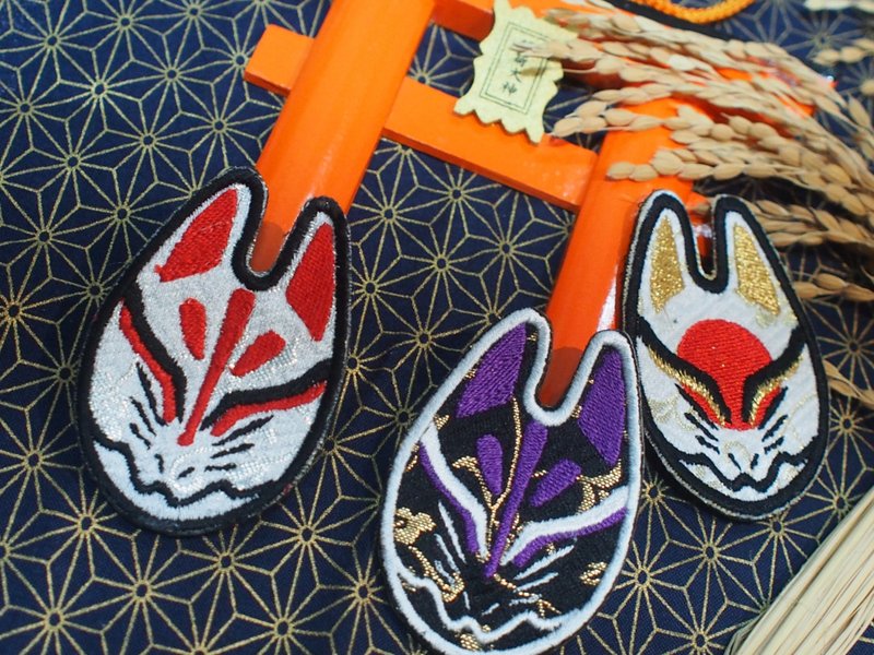 西阵纺织狐狸面具胸针 - 胸针 - 其他材质 