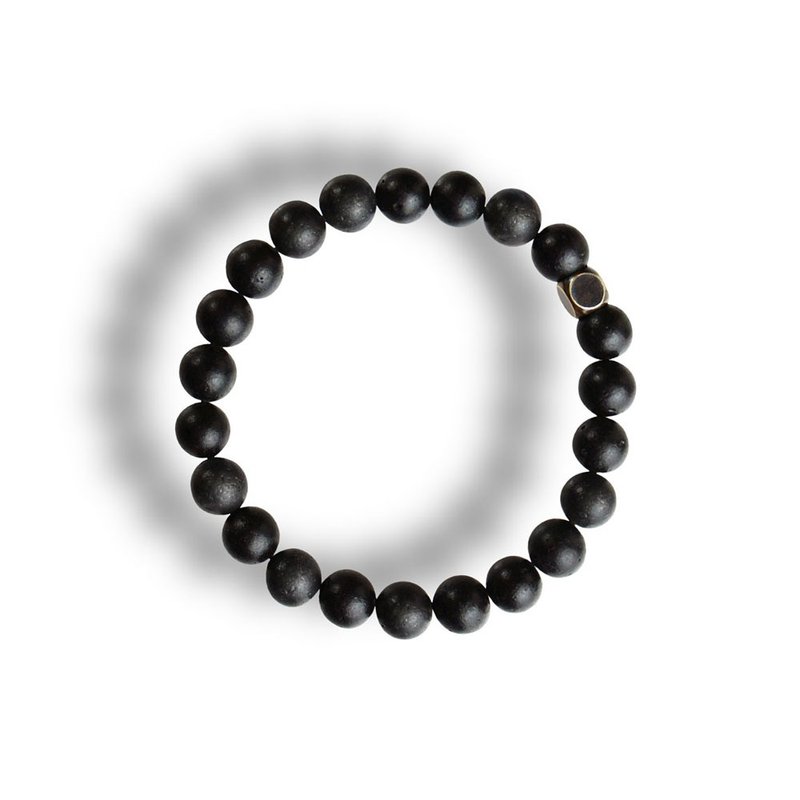 Op.35 复古天然石手链 古法手工做舊 火山石 - 手链/手环 - 半宝石 黑色