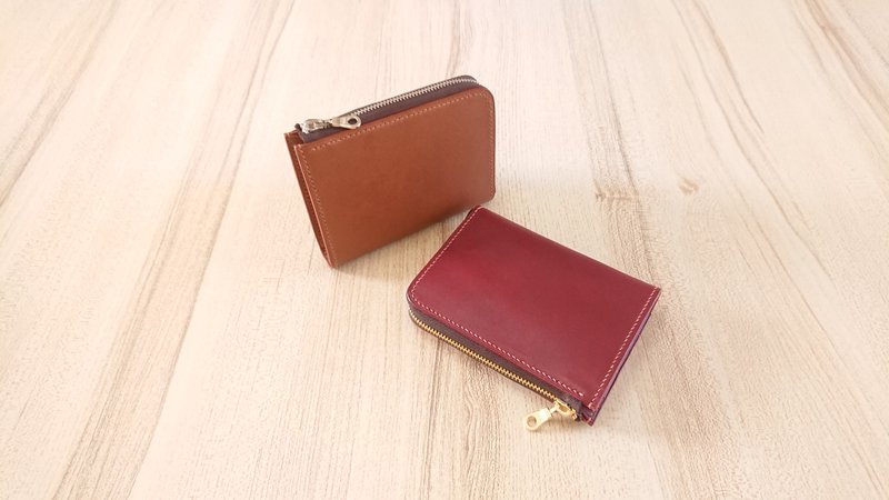 L型拉链短夹 拉链短夹 真皮全手缝 - 皮夹/钱包 - 真皮 