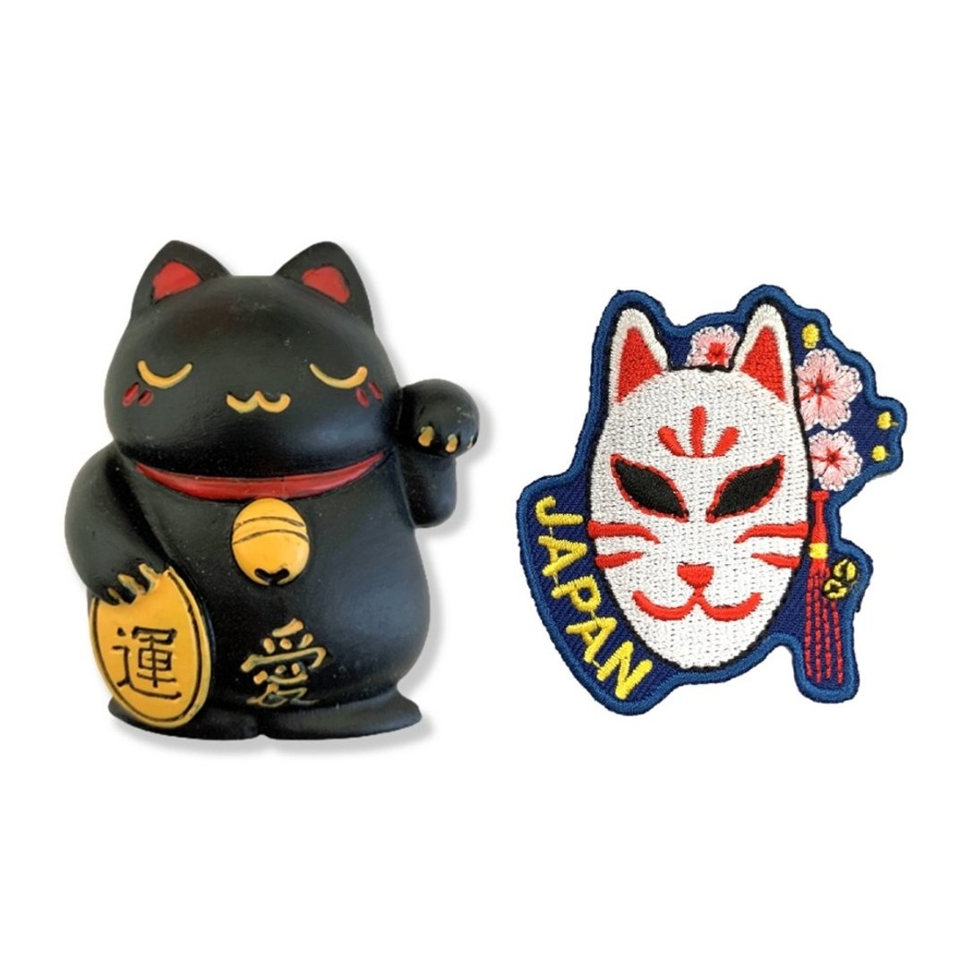 日本可爱招财猫立体冰箱贴+日本 Q版 猫咪面具电绣刺绣【2件组】 - 冰箱贴/磁贴 - 橡胶 多色