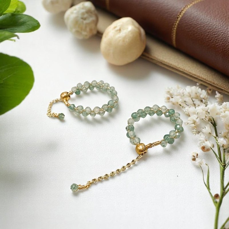 星环指间戒指 草莓晶 橄榄石 海蓝宝 绿草莓 太阳石 发晶 钛赫兹 - 戒指 - 水晶 多色