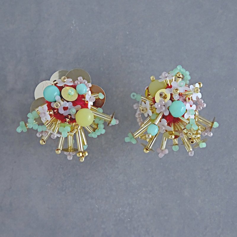 繁茂耳饰【耳环】 - 耳环/耳夹 - 半宝石 红色