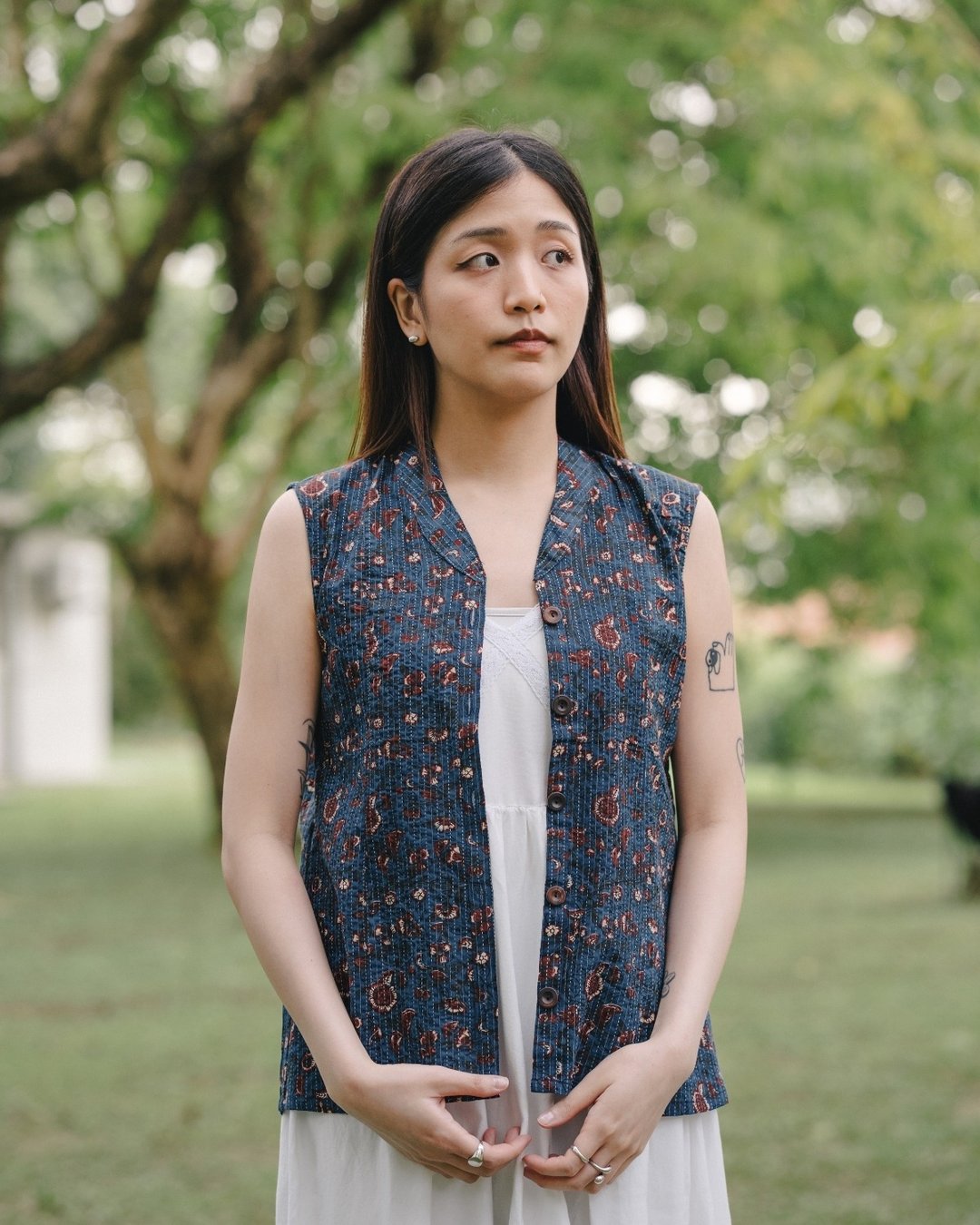 印度盖染工艺亲肤纯棉 背心 － 藤蔓海蓝 - 女装背心 - 棉 多色