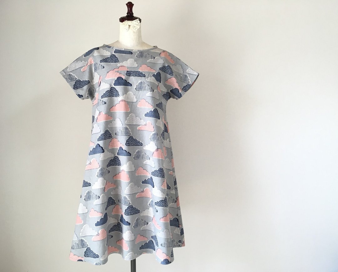 Cloud Flare Flare One Piece Ash Pink - 洋装/连衣裙 - 棉 灰色