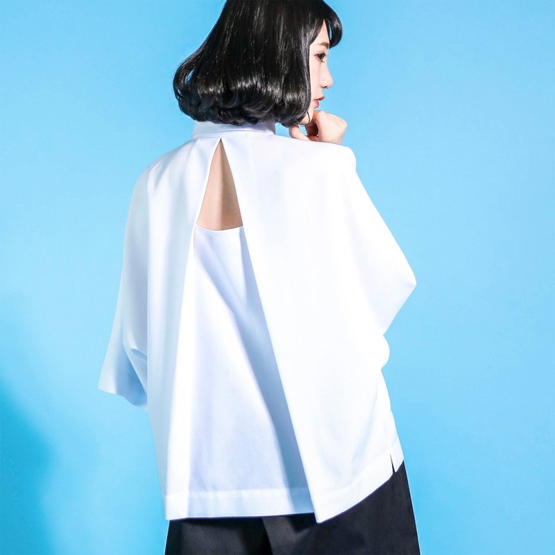 SU:MI said Trigonometric 三角函数小露背衬衫_6SF024_白 - 女装衬衫 - 棉．麻 白色