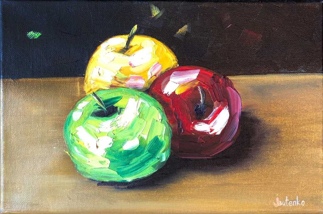 Apples Painting Fruit Original Art Apple Artwork Still Life Wall Art Oil Art - 海报/装饰画/版画 - 其他材质 多色