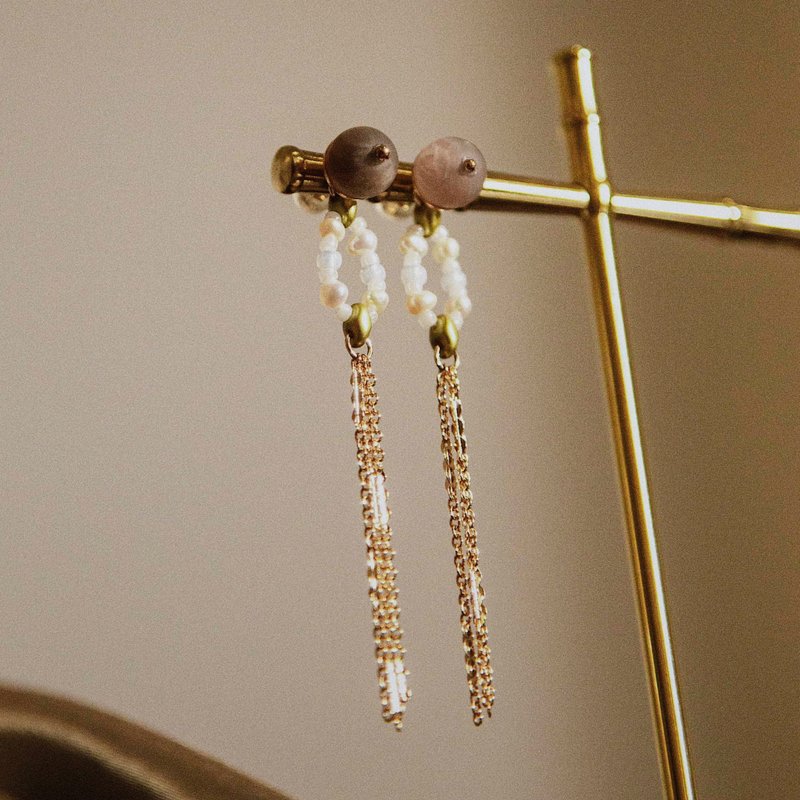 Solar Eclipse Dreamcatcher 日蚀捕梦网耳饰 - 耳环/耳夹 - 石头 黑色