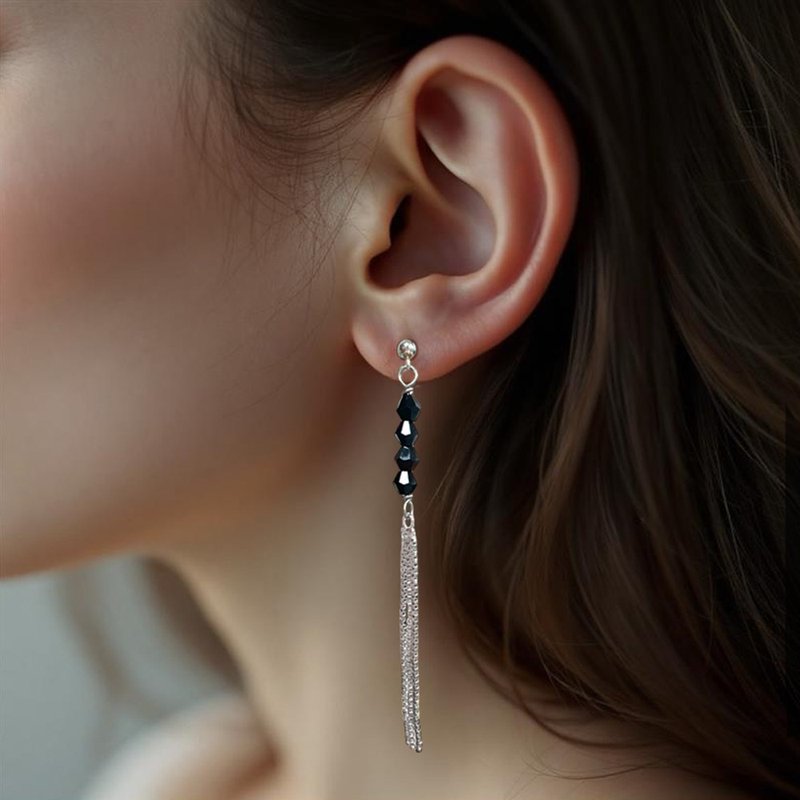 美国设计师 | 公爵夫人.黑檀耳环 欧美风 手工耳环 台湾制 - 耳环/耳夹 - 半宝石 黑色