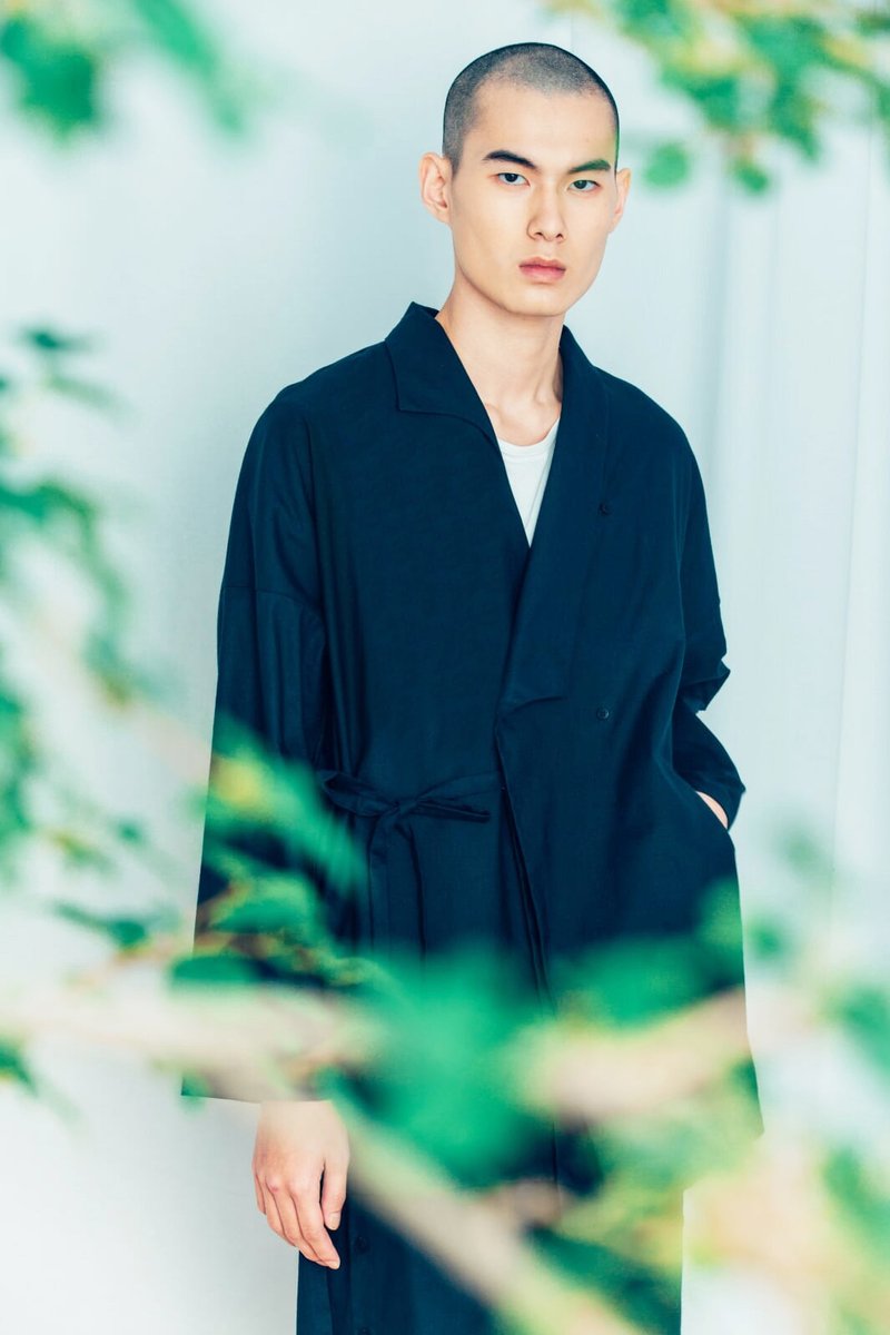 空集合 绑带外套 (黑) Organic Cotton & Recycle - 男装西装外套 - 棉．麻 黑色