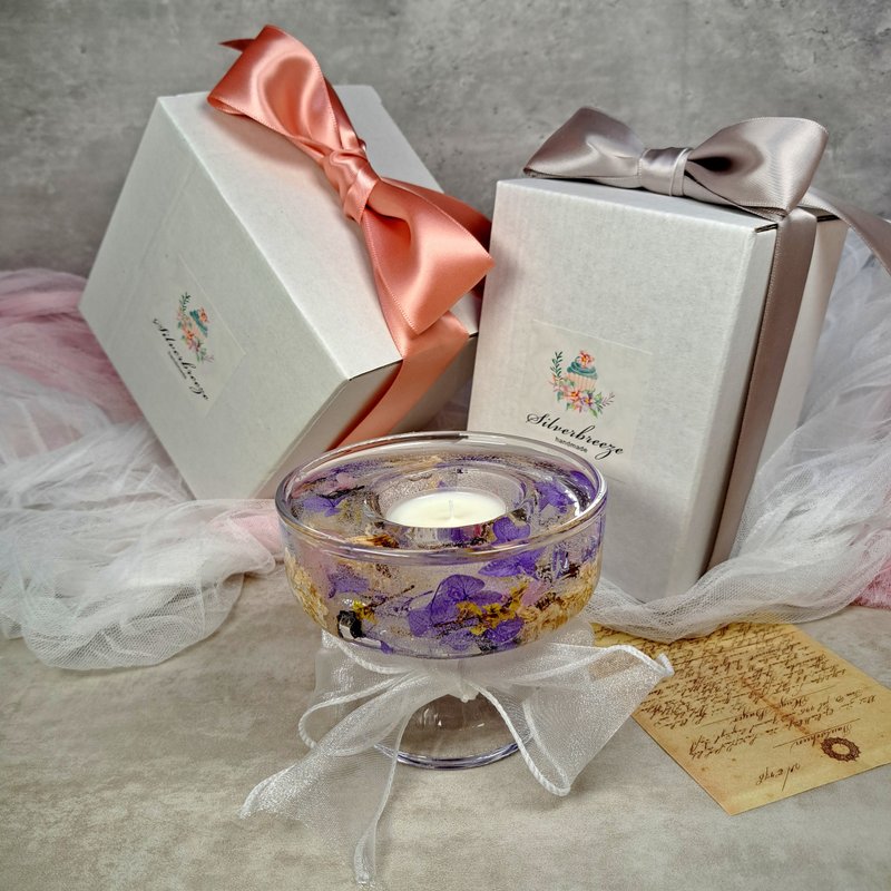 茶蜡烛台 干花烛台  婚礼装饰 母亲节  姊妹礼物 纪念品 情人节 - 蜡烛/烛台 - 蜡 紫色