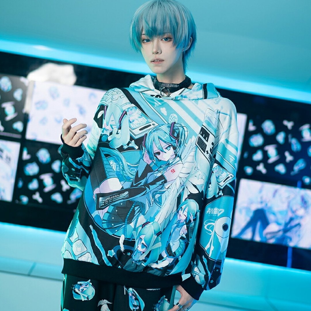 MIKU FOREVER初音未来正版联名长袖连帽T恤ACDCRAG台湾代理JA0772 - 中性连帽卫衣/T 恤 - 聚酯纤维 