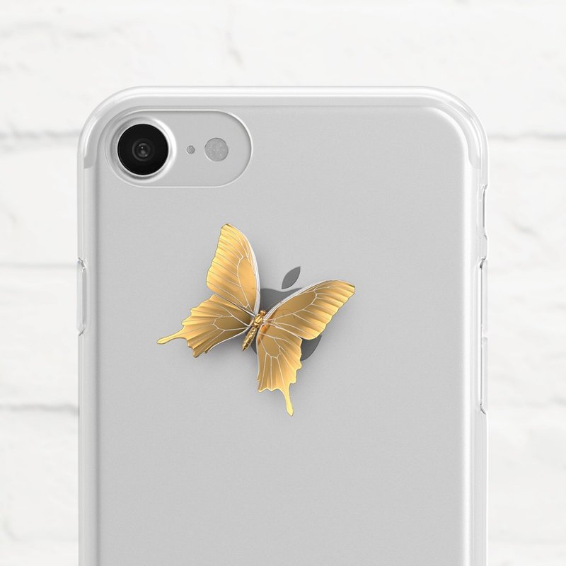 蝴蝶-防摔透明软壳- iPhone X, iphone 8, iPhone 7, iPhone 7 plus, iPhone 6, iPhone SE, Samsung - 手机壳/手机套 - 硅胶 黄色