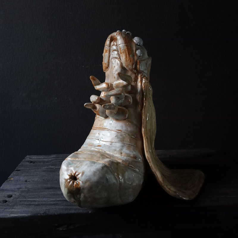 变异蝉王的虫壳 (插花雕塑 线香座) - 玩偶/公仔 - 陶 