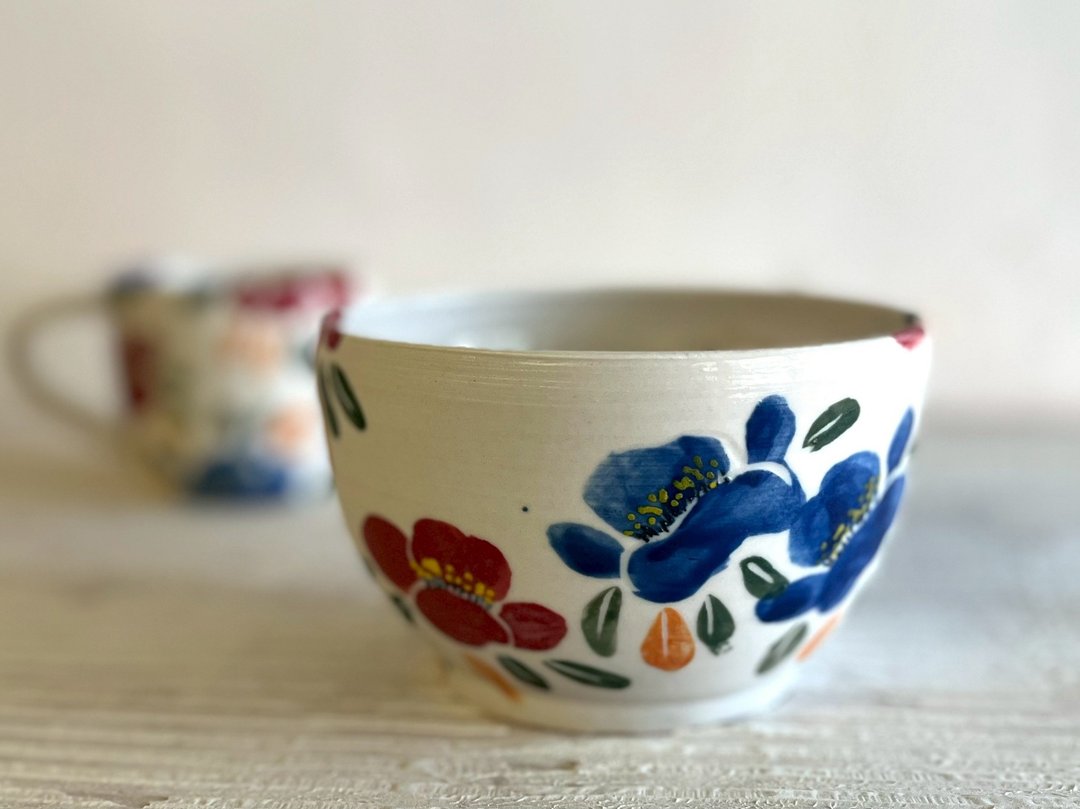 恋恋山茶花大碗(售完再制款)_陶瓷餐碗 - 碗 - 瓷 白色