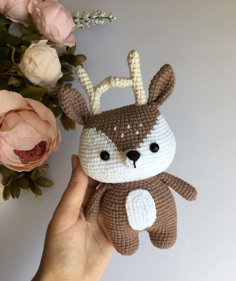 Baby toy, baby gift, little deer toy, deer figurines, woodland nursery decor. - 玩具/玩偶 - 其他材质 咖啡色