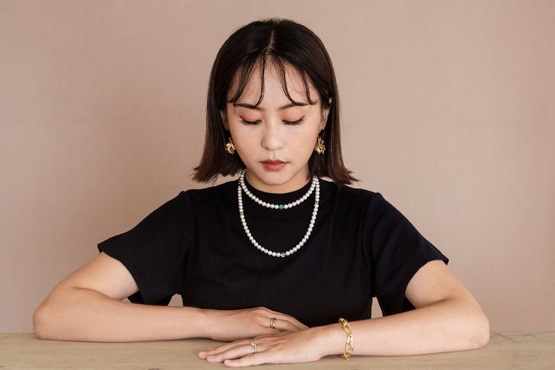 圣城 - 真理大门－珍珠珐琅双层颈链/项链_18K镀金配件 - 项链 - 珍珠 白色