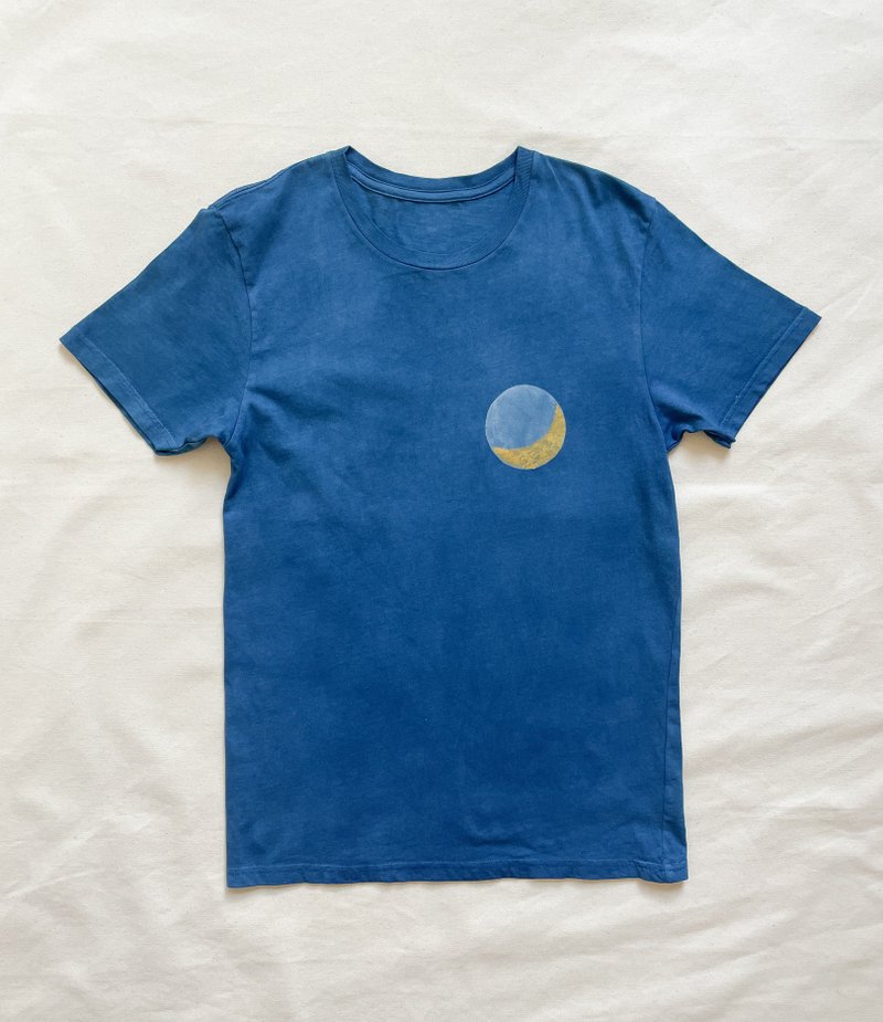 日本制造 手染 弯月与闪电 Thunder TEE 闪电 Lightning Moon 蓝染 organic cotton - 女装 T 恤 - 棉 蓝色