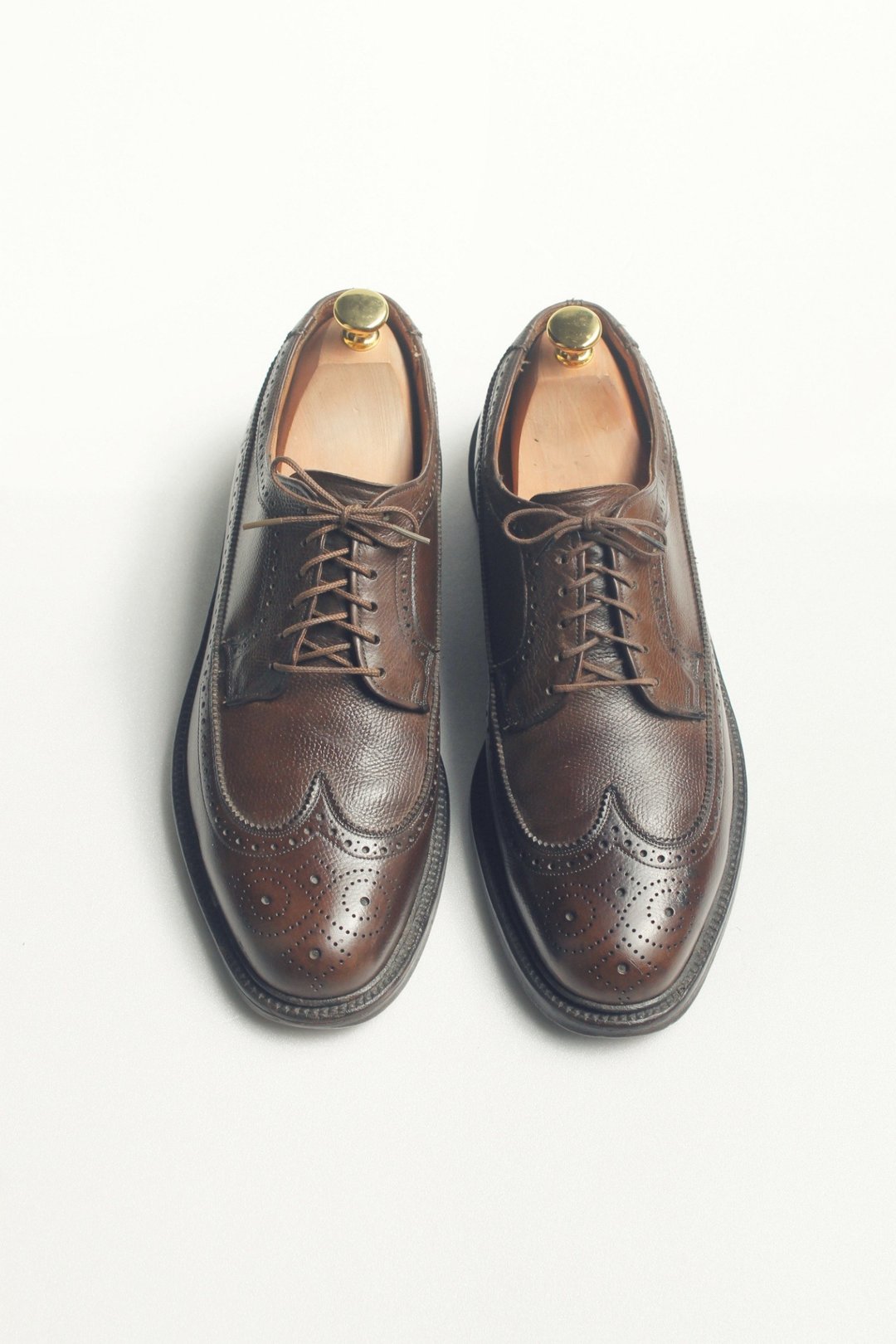 70s 美制雕花翼纹布吕歇尔皮鞋｜Stuart Holmes Presidents Wingtip Blucher US 9.5D EUR 43 - 男款靴子 - 真皮 咖啡色