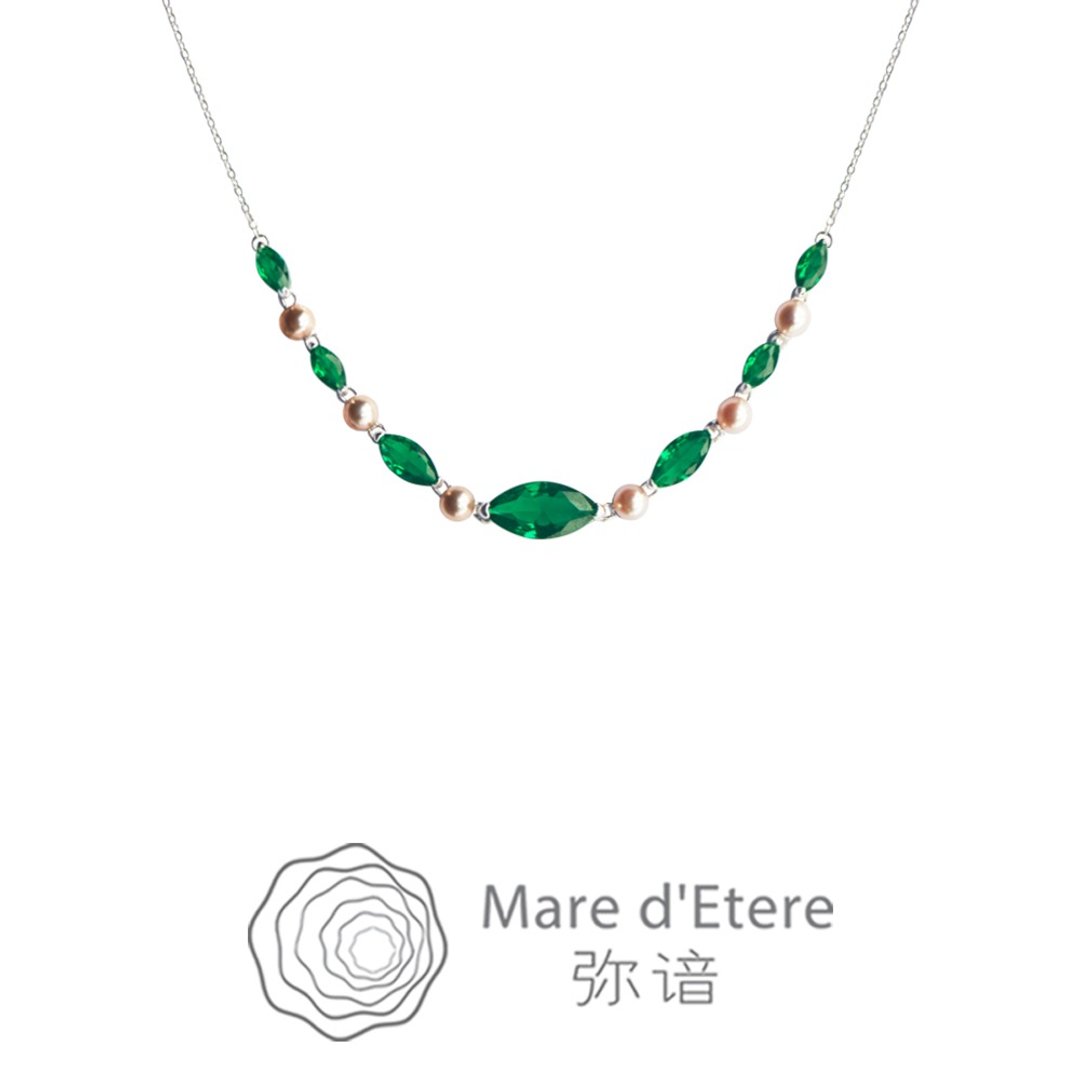 Mare d'Etere弥谙【绿宝石系列】锁骨链珍珠纳米宝石祖母绿叠带 - 项链 - 其他材质 