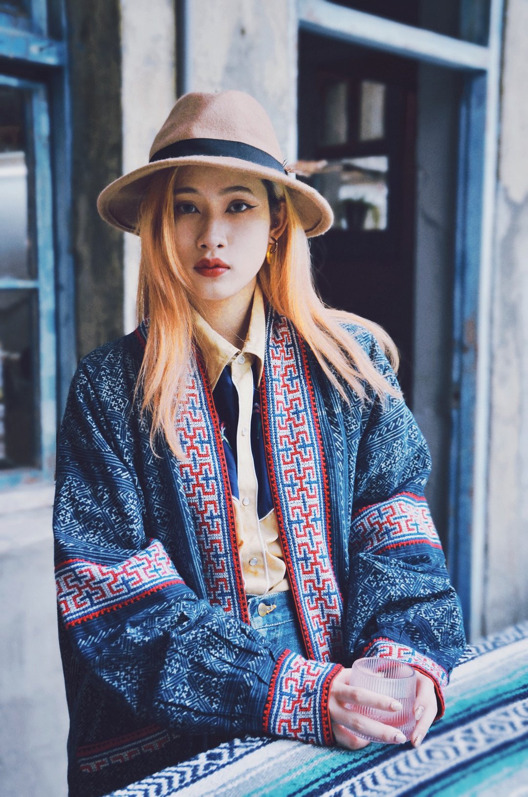 Pattern Crazy Jacket 苗族手工十字绣蜡染双面罩衫 - 男装外套 - 棉 多色