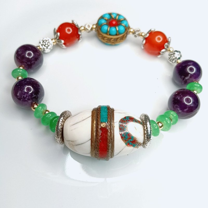 金银财宝 天然砗磲紫水晶手串 - 手链/手环 - 宝石 白色