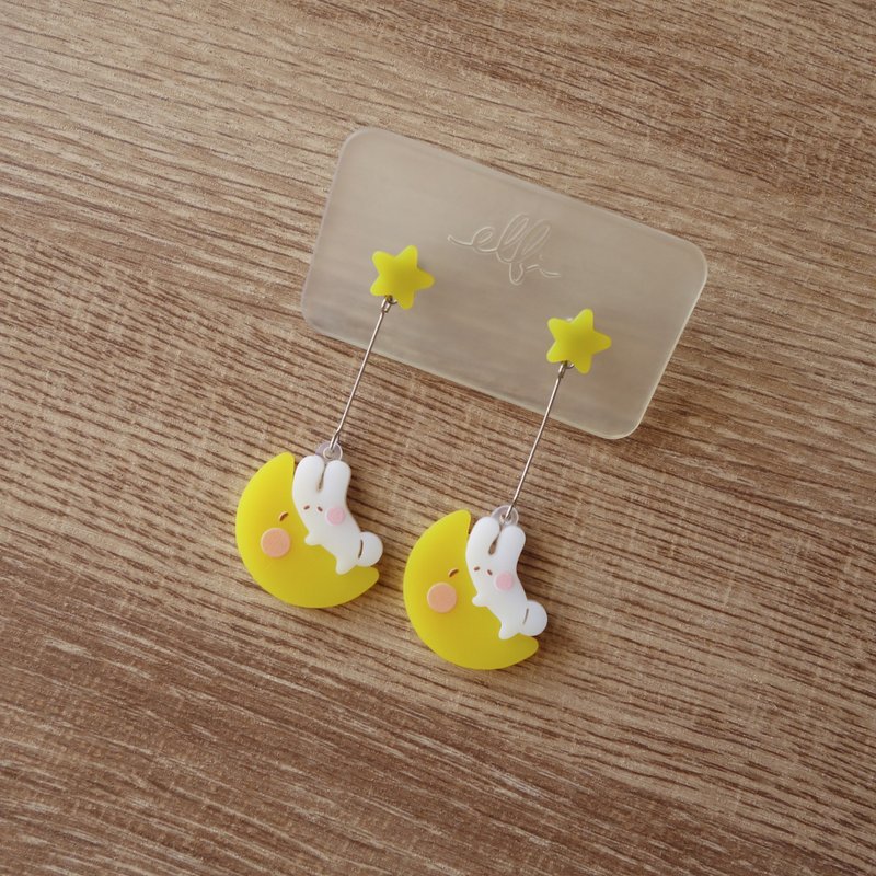 友善环境饰品 │月亮弯弯 │ 环保树脂 / 绿料认证 / 疗愈系 - 耳环/耳夹 - 环保材料 