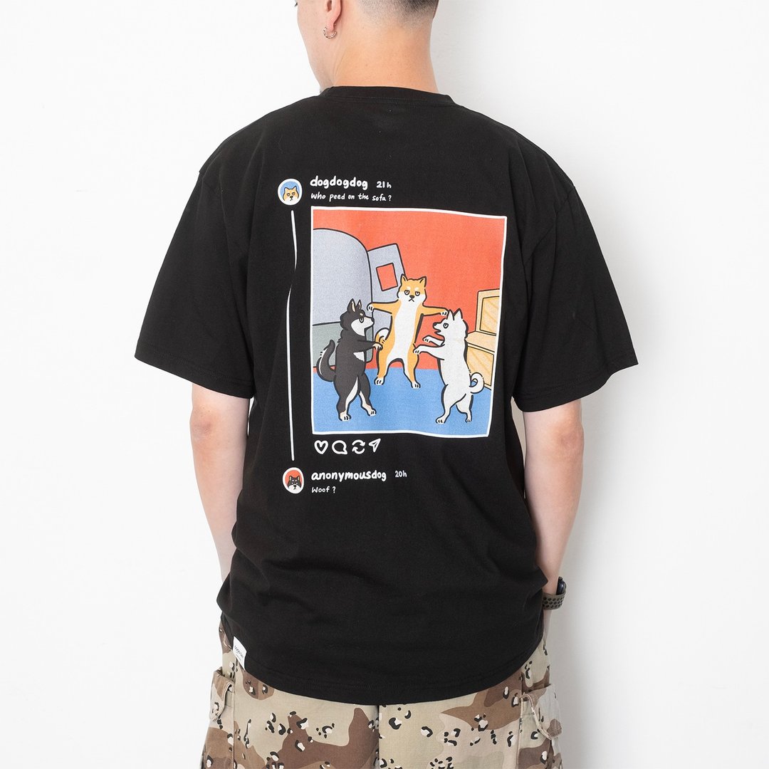 【GOOD DAY】柴柴Threads图案Tee - 黑色 (ZT1470) - 男装上衣/T 恤 - 棉 黑色