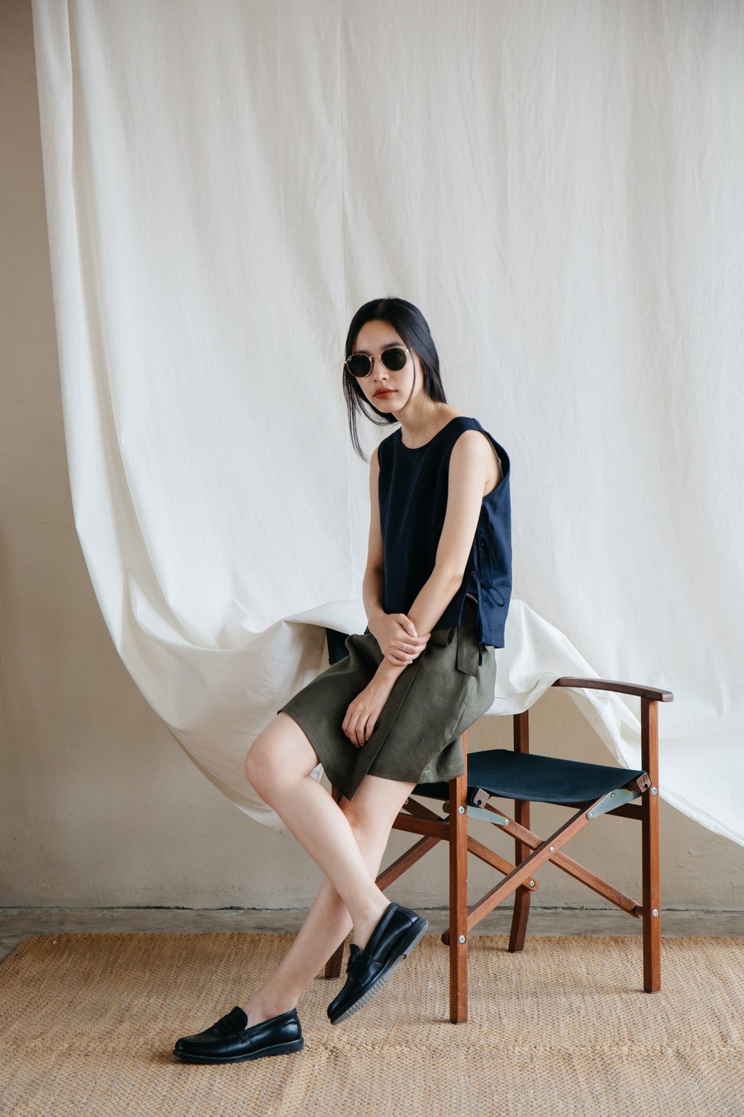 Wrap skirt shorts in Olive - 裙子 - 棉 绿色