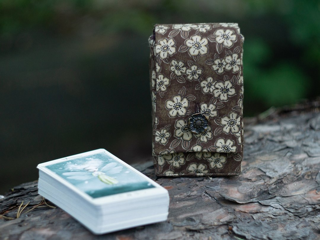 棕色花卉纯棉塔罗牌收纳袋 神谕卡牌套 塔罗牌夹 - 其他 - 棉 咖啡色