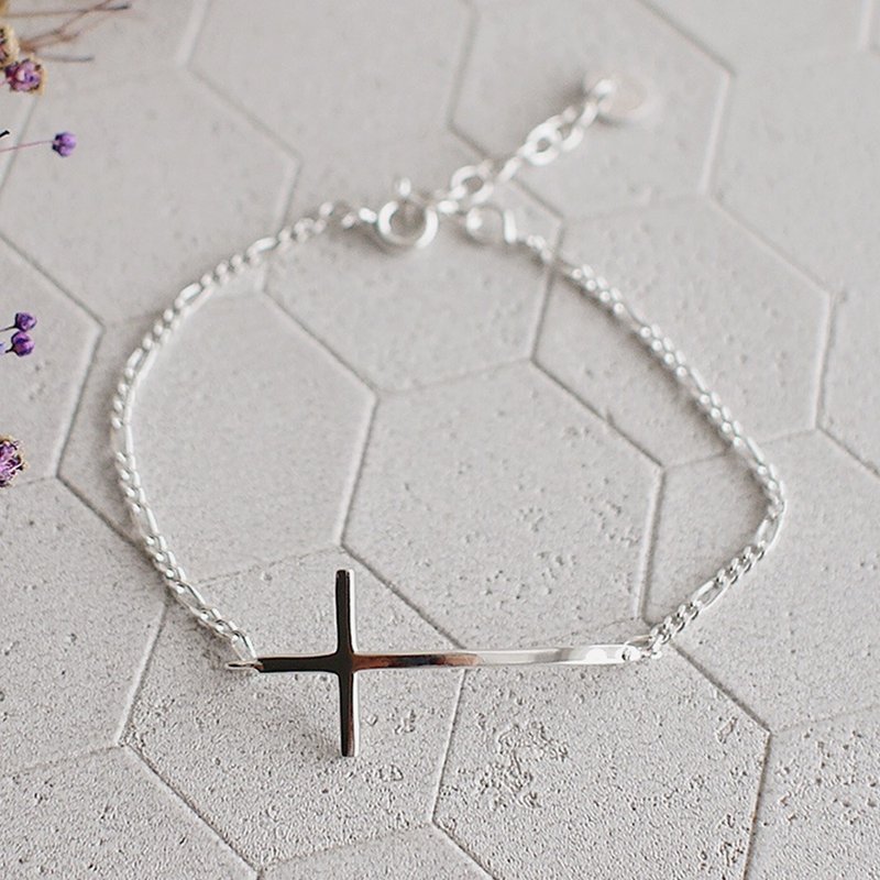 十字架手链 | 伊甸园十字纯银手链 925纯银 信仰 信念 女生礼物 - 手链/手环 - 纯银 银色