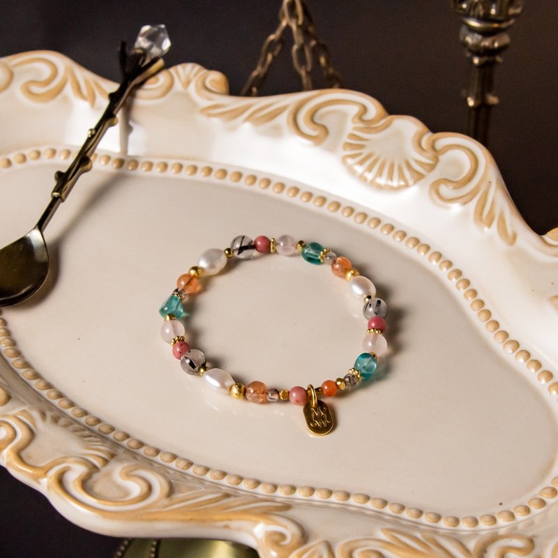 夏日的风情诗 // C1252太阳石珍珠设计手链 - 手链/手环 - 宝石 