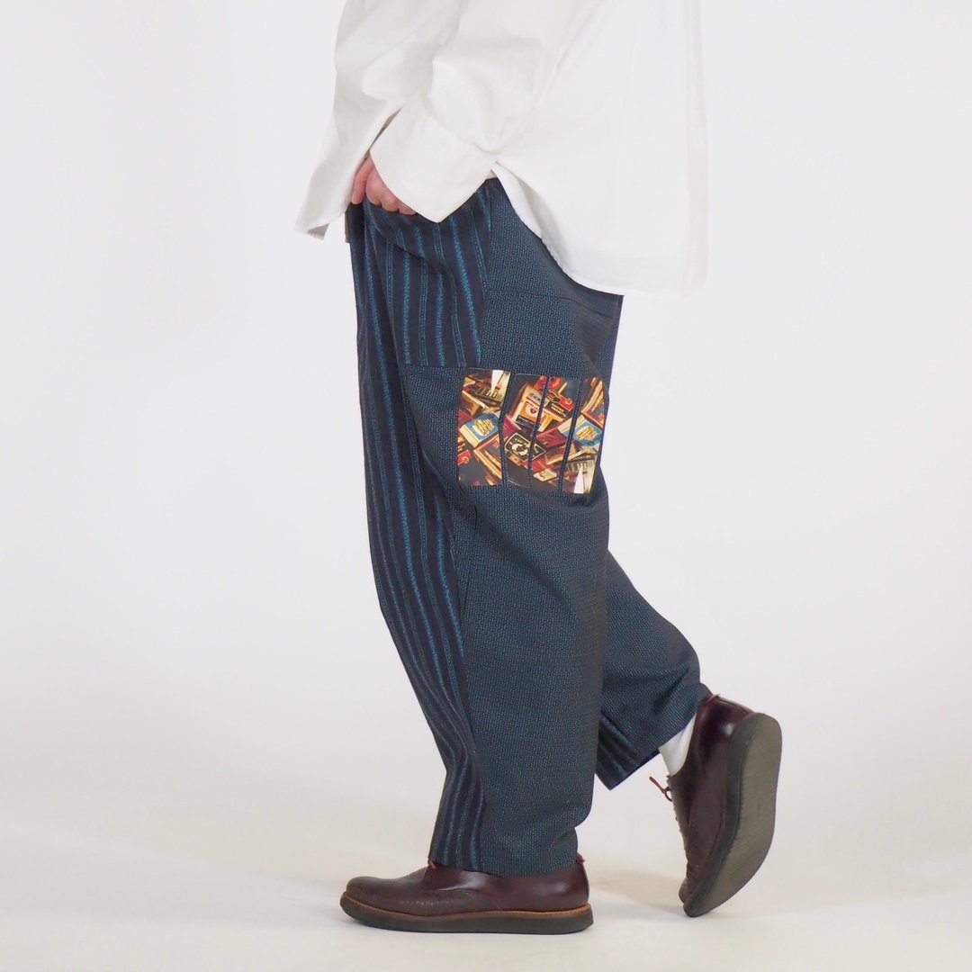 【日本制】复古和服翻拍、诺拉裤、锥形阔腿裤、休闲裤 - 男士长裤 - 其他材质 蓝色
