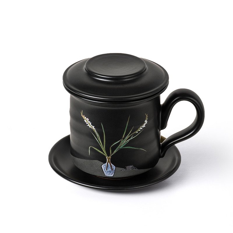 陶作坊│常玉四时花事兰花同心杯 - 茶具/茶杯 - 陶 黑色