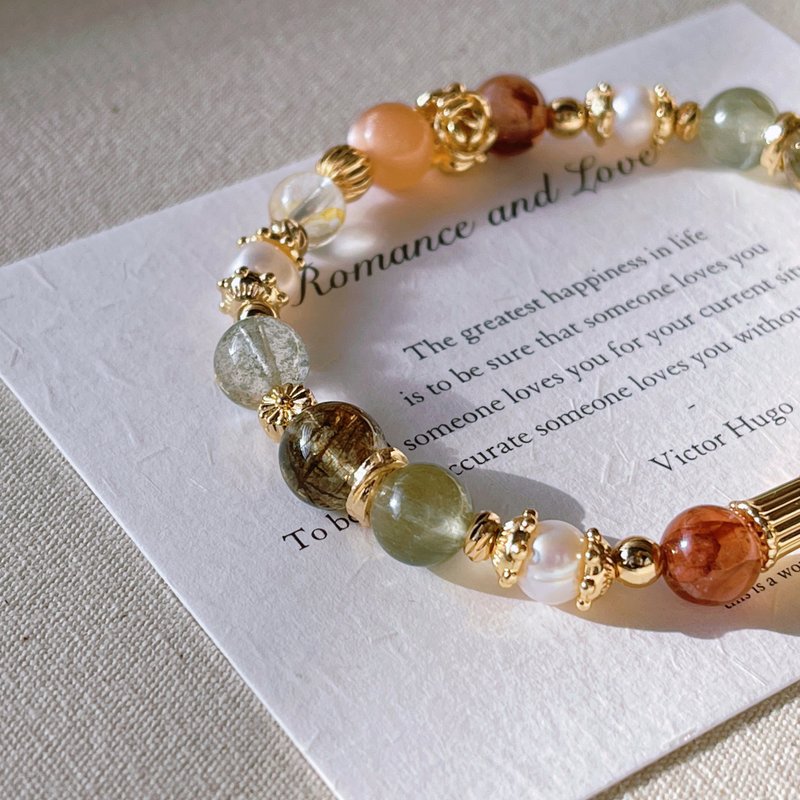 馥金礼赞丨橙月光+绿碧发丨安定富足 人缘机遇丨定制化水晶手链 - 手链/手环 - 水晶 橘色