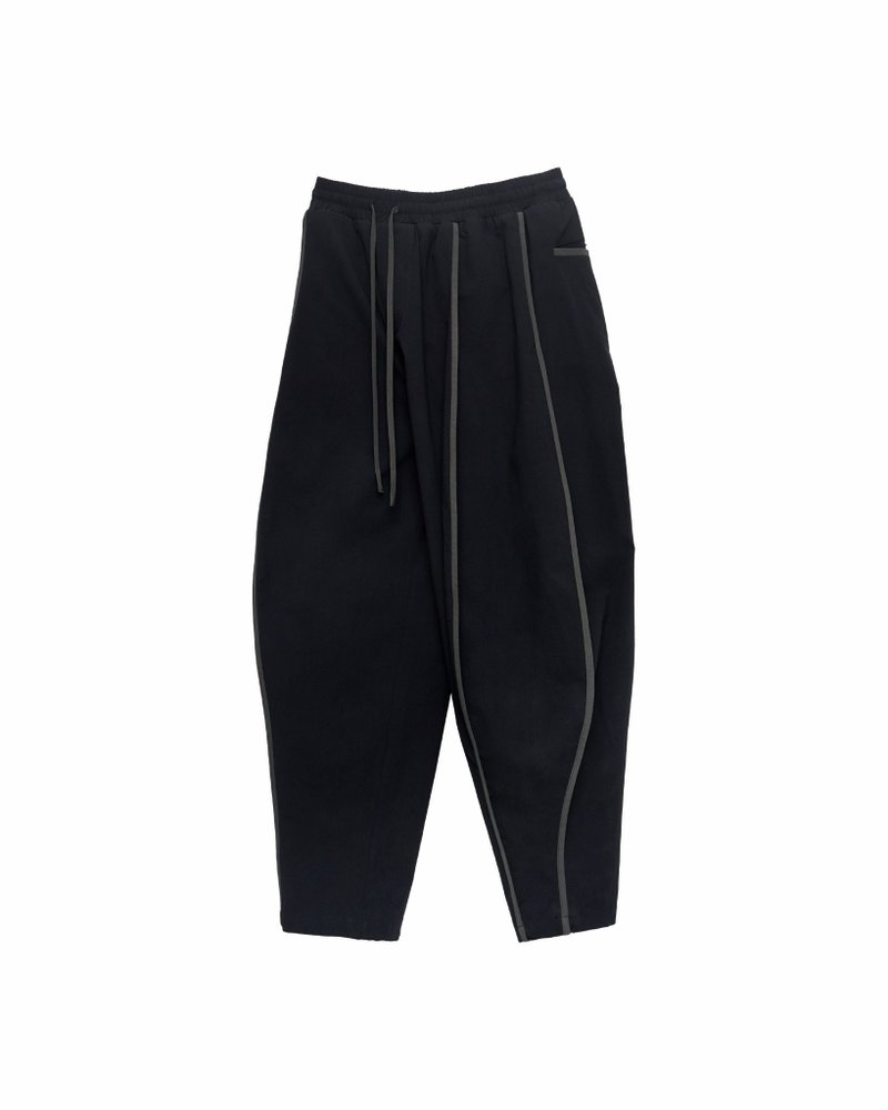 气球廓形包边裤 - 中性裤装 - 棉．麻 黑色