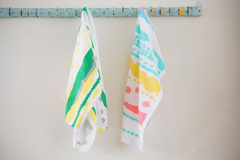 Yinke小狗星球纯棉软软毛巾-黄粉直款x绿黄横款组合 - 毛巾浴巾 - 棉．麻 多色